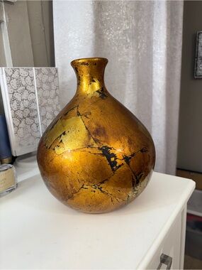 Bronze And Gold Abstract Vase